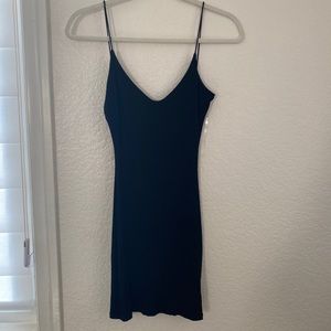 Ribbed, black mini dress